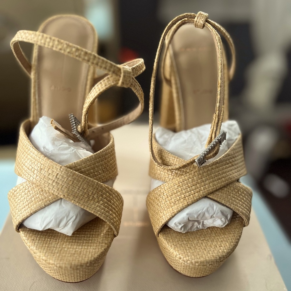 Raffia Platform Sandals - image 1